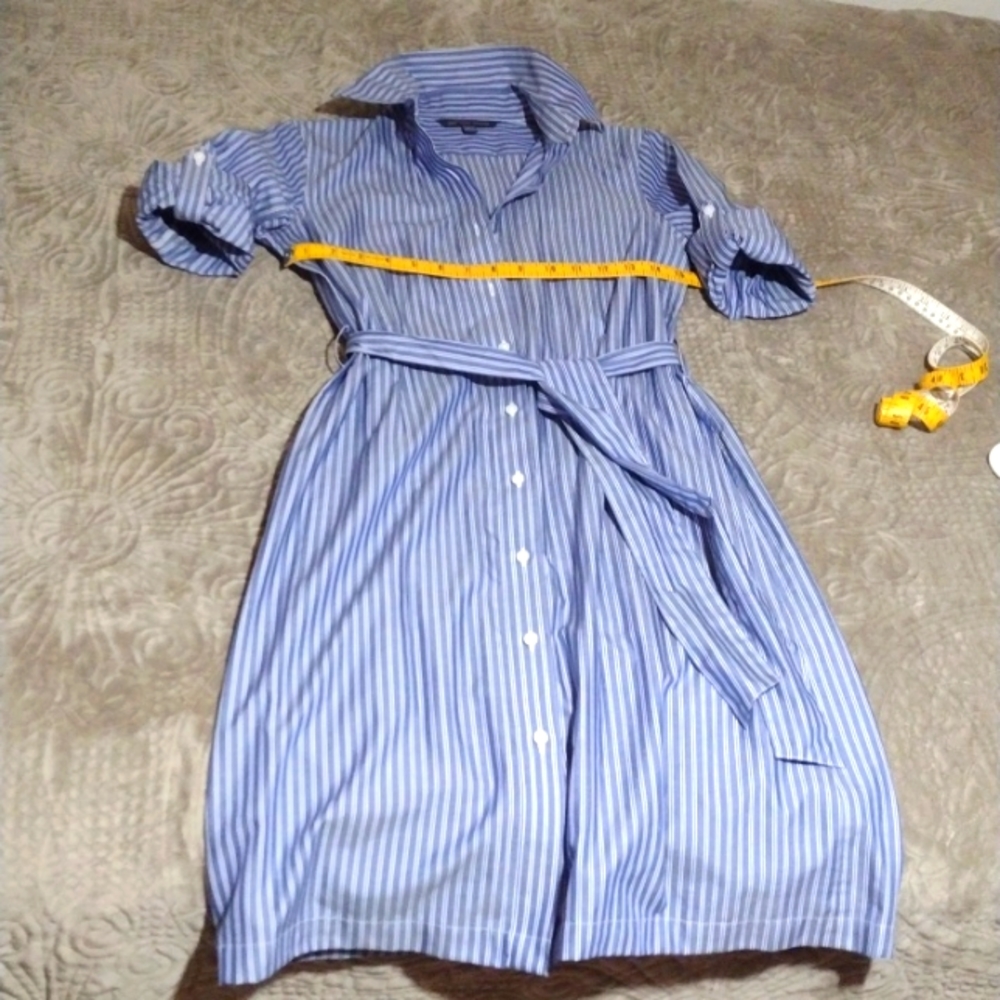 Brookes Brothers Poplin Blue w/ White pinstripe shirt dress